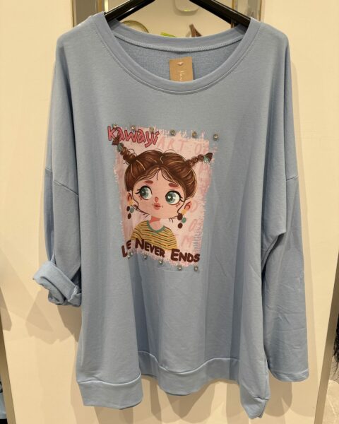Pull bleu Motif petite fille