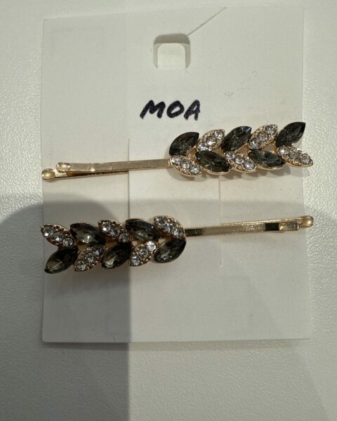 Barrettes dorées à strass noirs et transparents – MOA