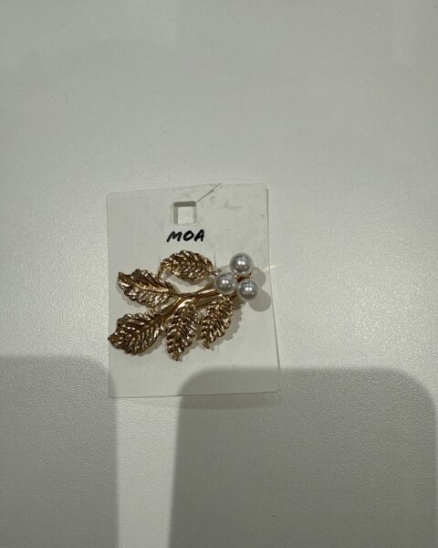 Barrette feuillage doré & perles – MOA