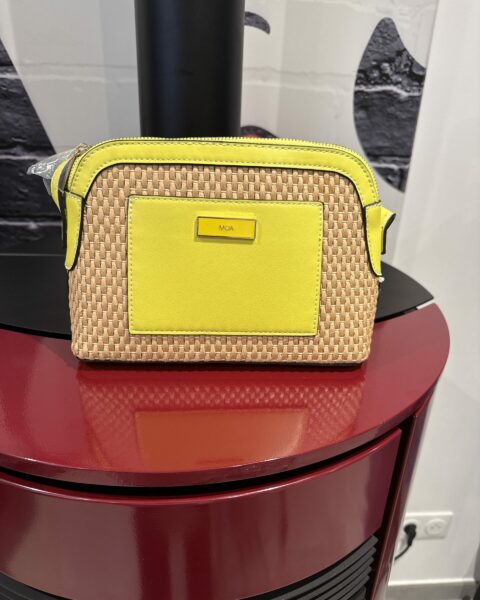 Sac bandoulière MOA jaune et effet paille – Neuf avec étiquette