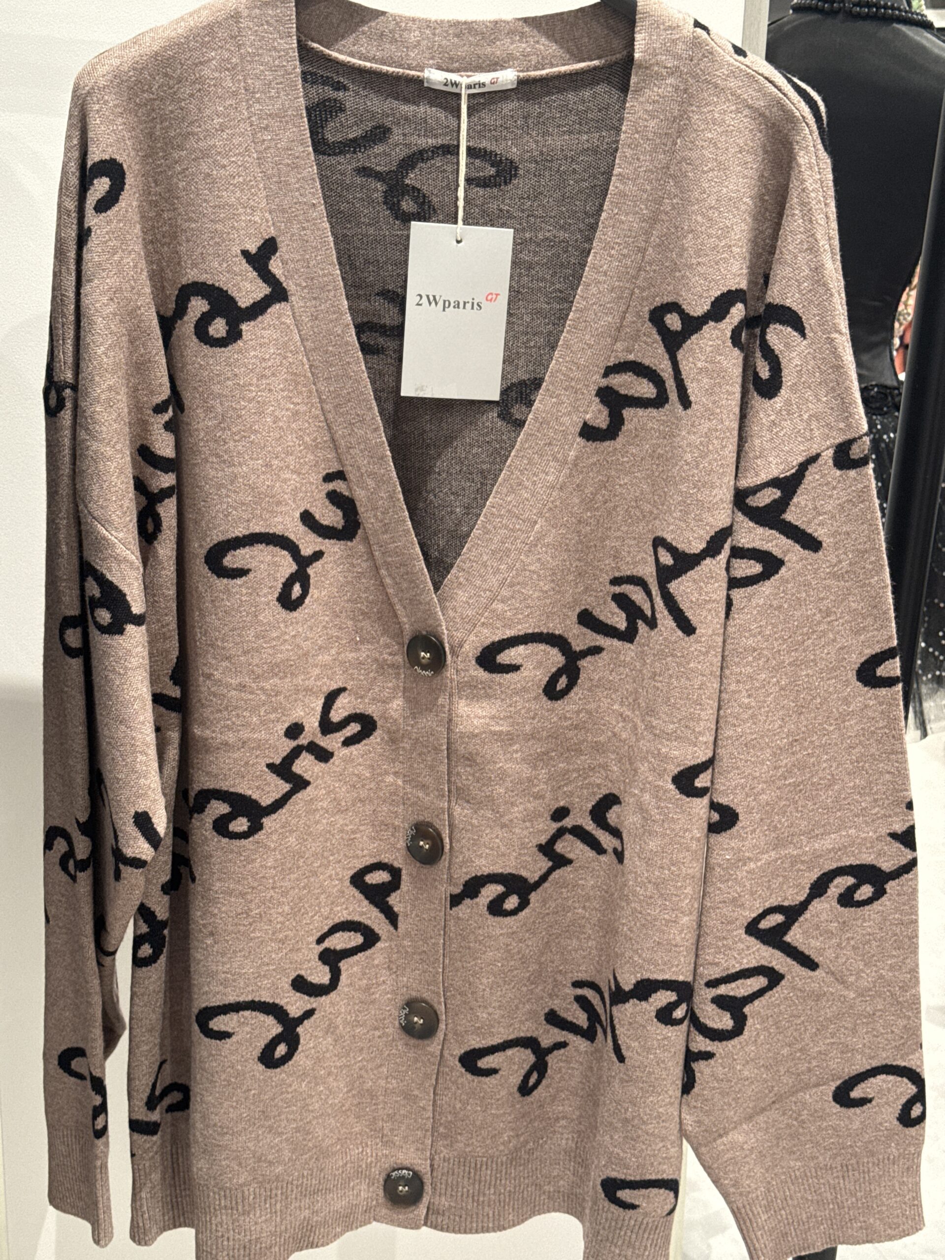 Gilet beige imprimé “Paris” – 2W Paris