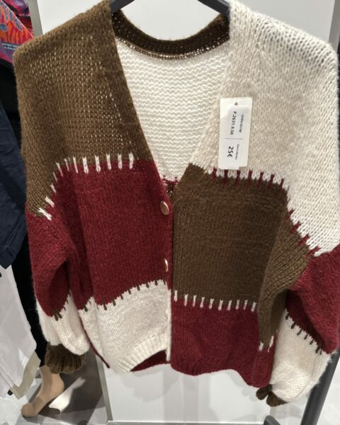 product-name-ZIYiWHRcXV Gilet color block bordeaux, beige et marron