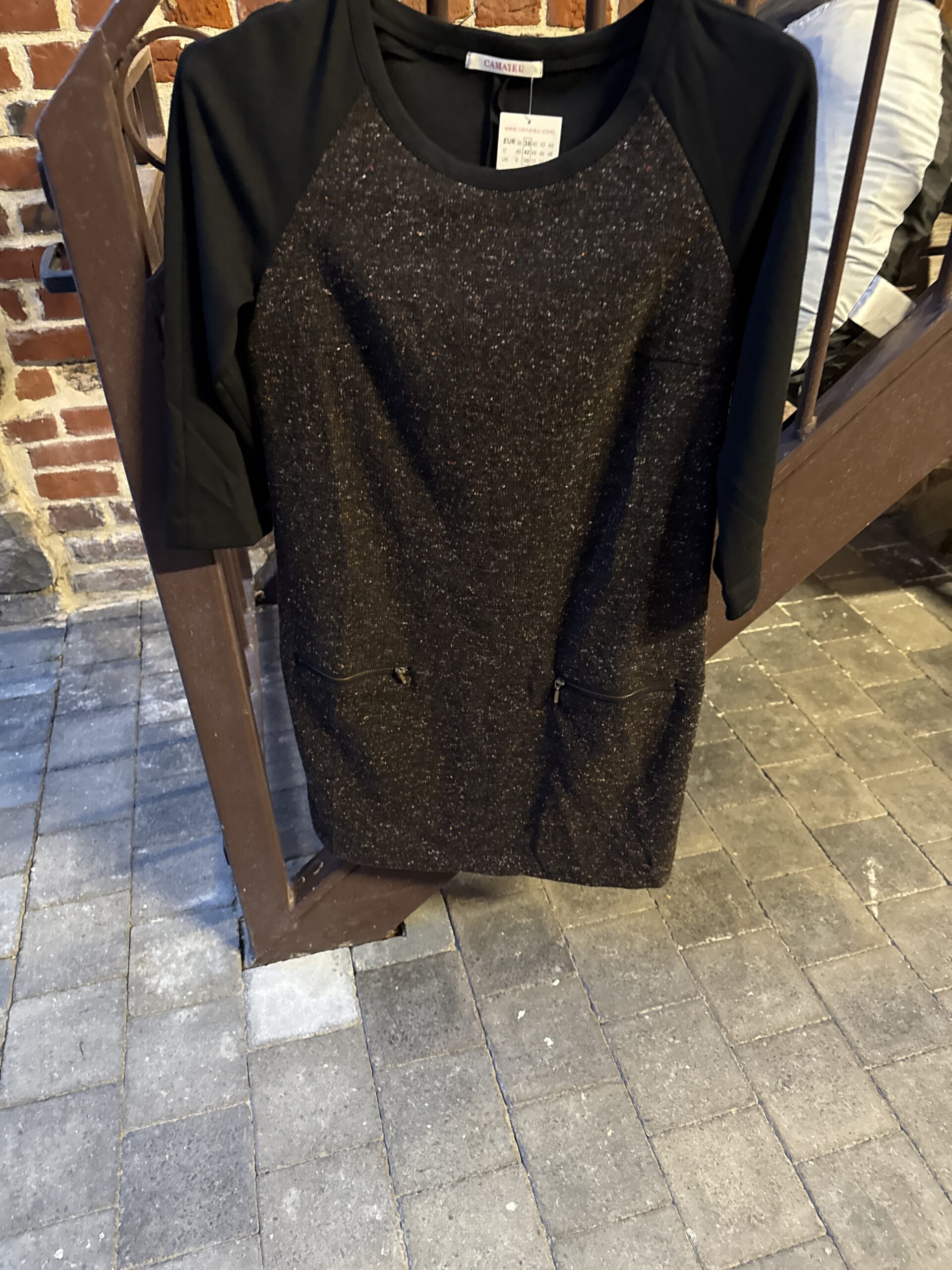 Robe bicolore noire et chinée – Camaïeu 🖤